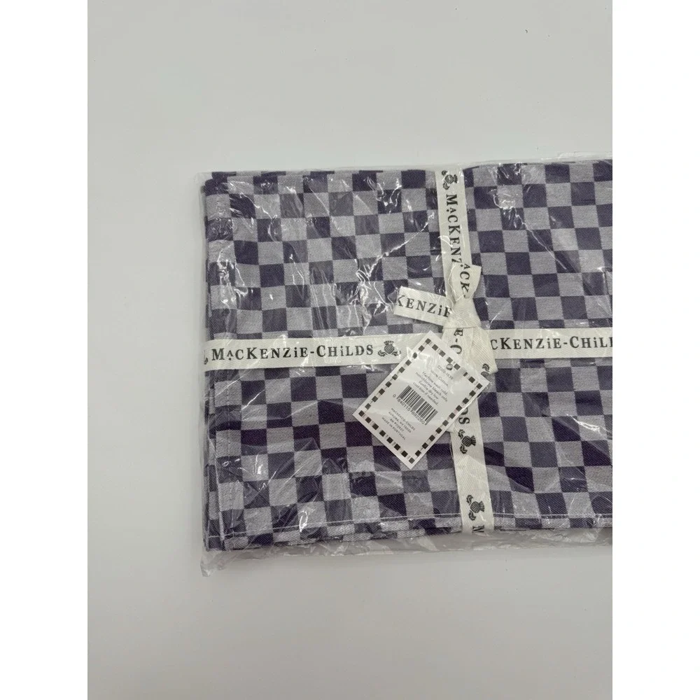 MacKenzie-Childs Plum Check Placemats Set of 4 Purple Cotton 13x18.5 NEW